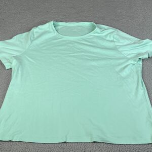 Talbots T Shirt Womens 3X Green Round Neck Short Sleeve Cotton Mom Tee